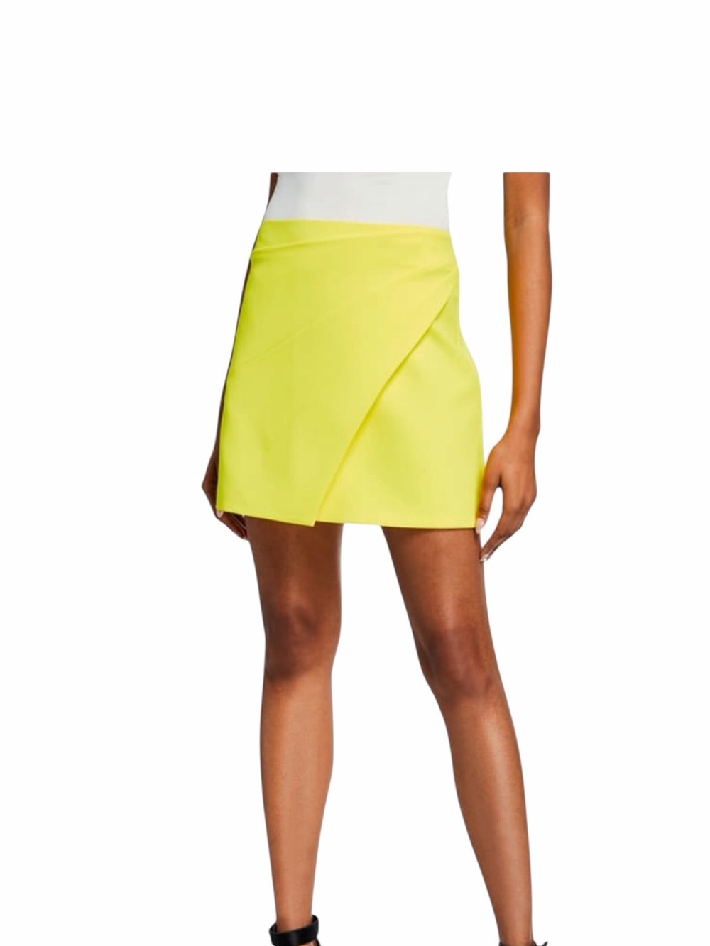 Alice + Olivia Neon Yellow Wrap-Effect Mini Skirt Size 4